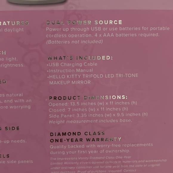 Sanrio Impressions Vanity Hello Kitty Tri Fold Mirror NIB - Picture 8 of 10